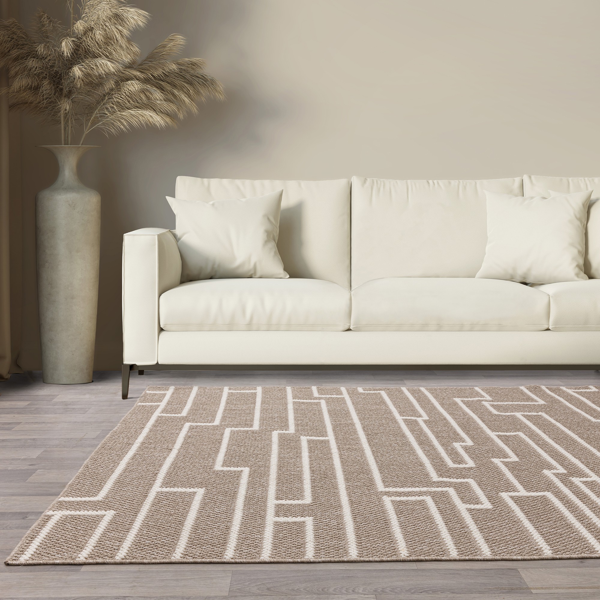 Camber Track Modern Textured Rugs In Sand Natural